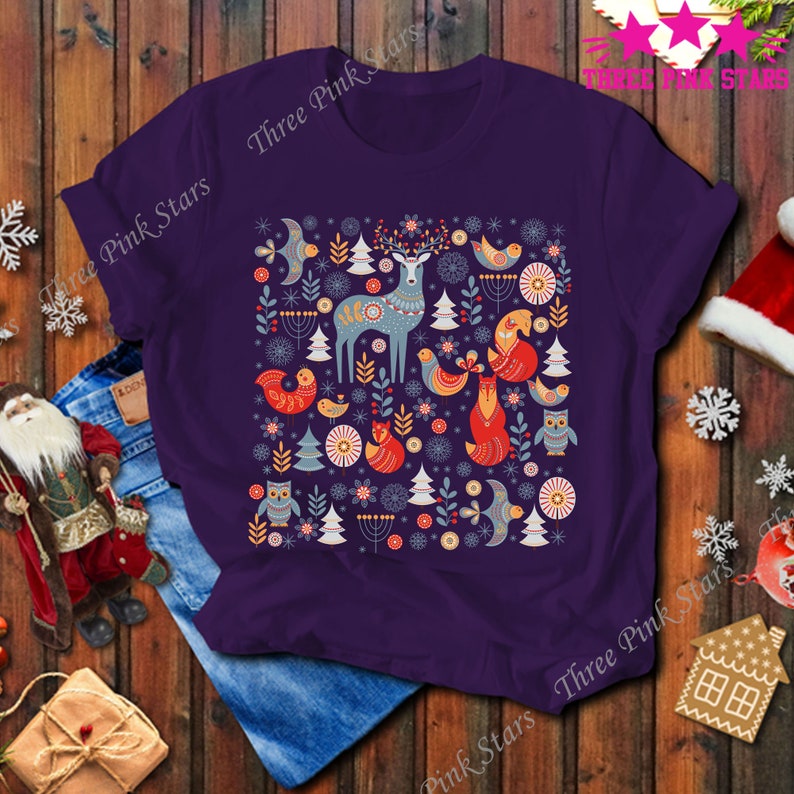 Scandinavian Christmas Shirt, Norwegian Folk T-shirt