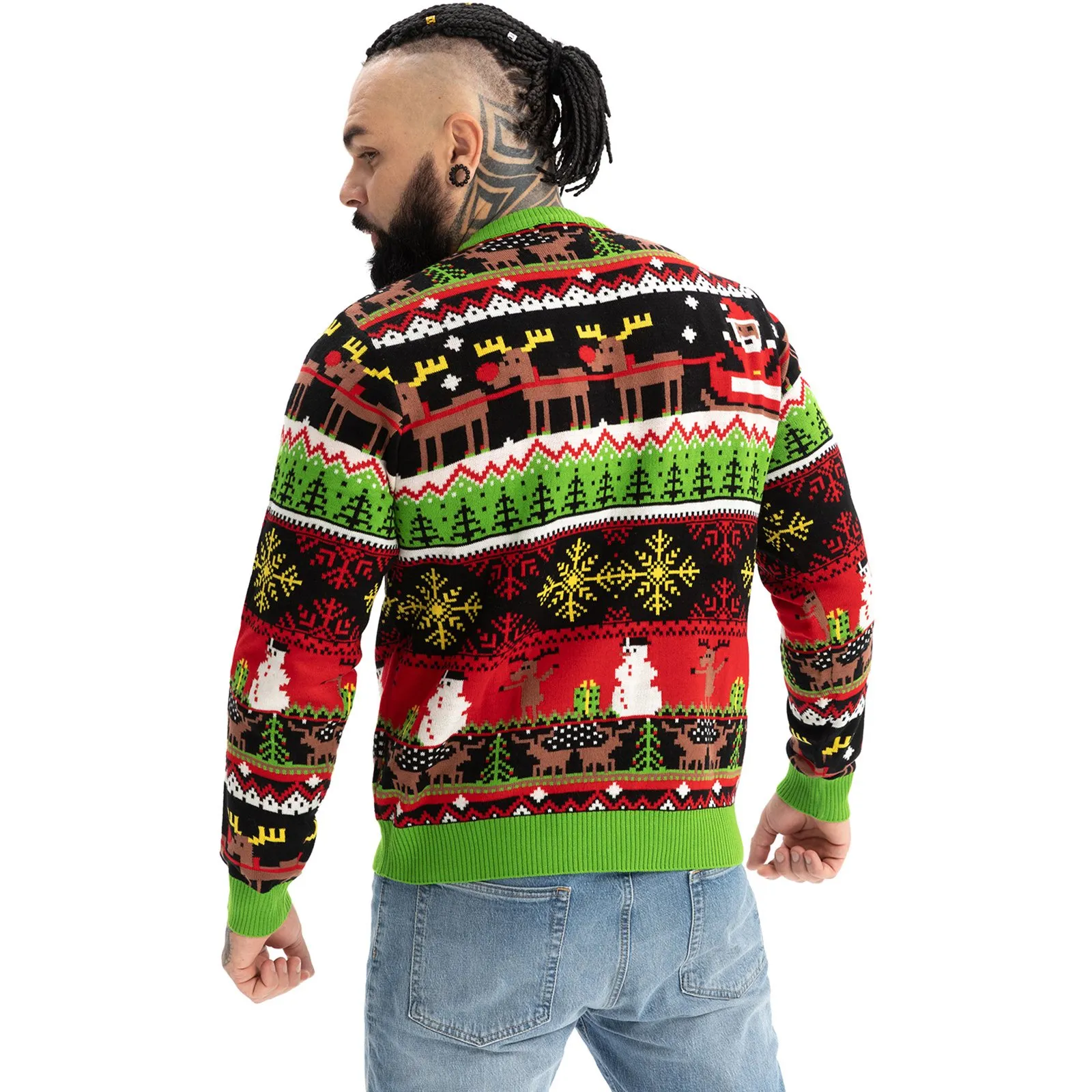Sleighbells Ringing Funny Ugly Mens LED Christmas Sweater