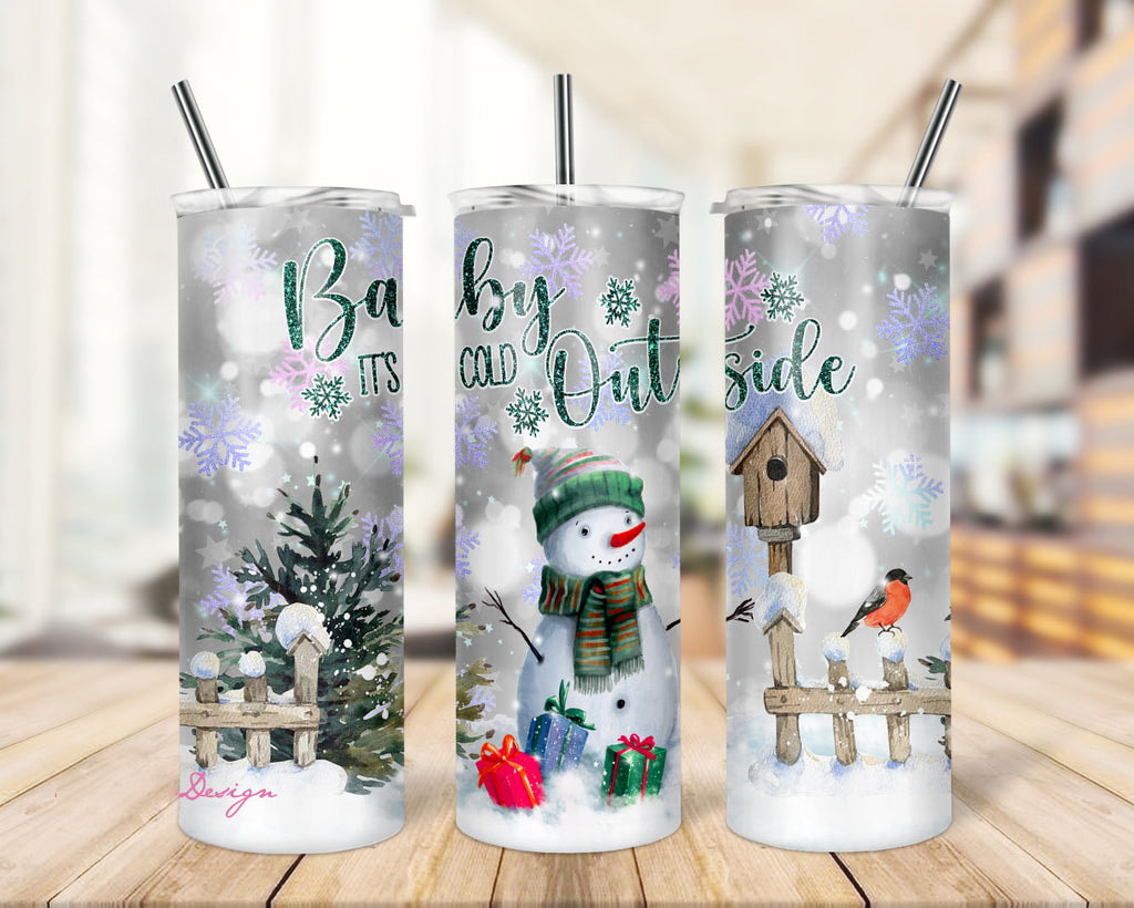 Snowman Baby It's Cold Beautiful In The Winter Gifts For Christmas Day Skinny Tumbler