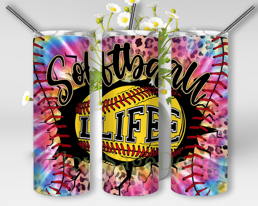 Softball Life Leopard Style Beautiful Gifts FOr Softball Lover Skinny Tumbler