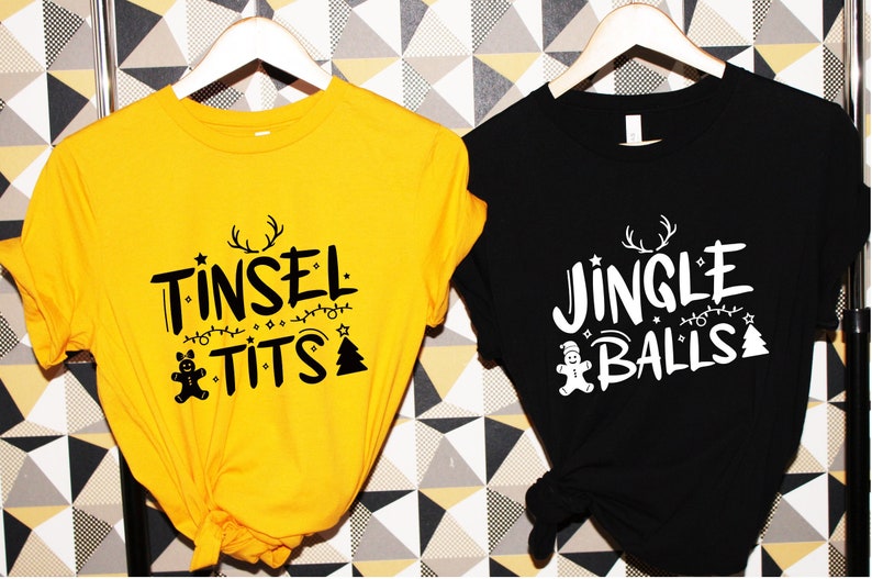 Tinsel Tits Jingle Balls Shirt, Christmas Couple Shirt