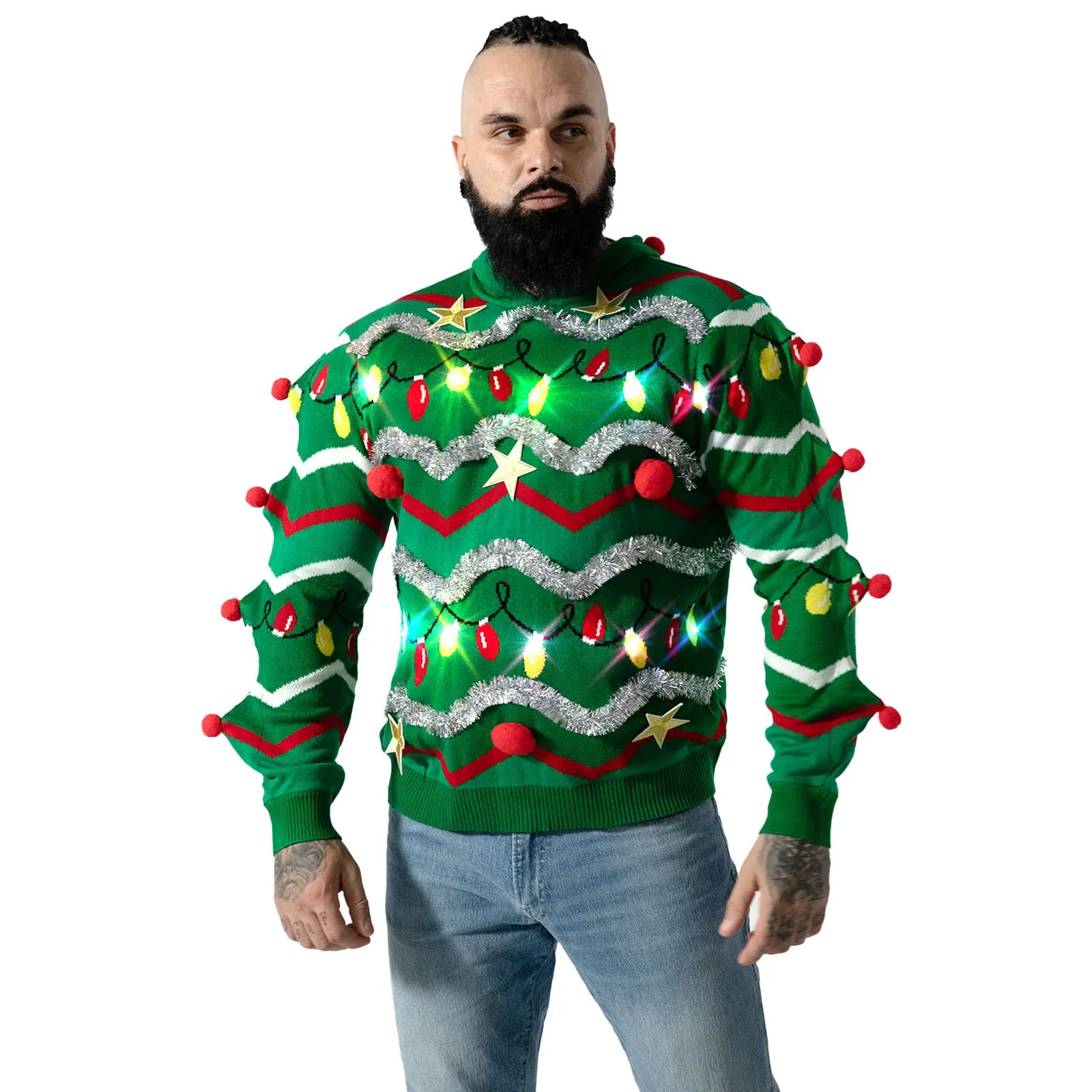Totally Tinseltown Funny Ugly Mens LED Christmas Sweater