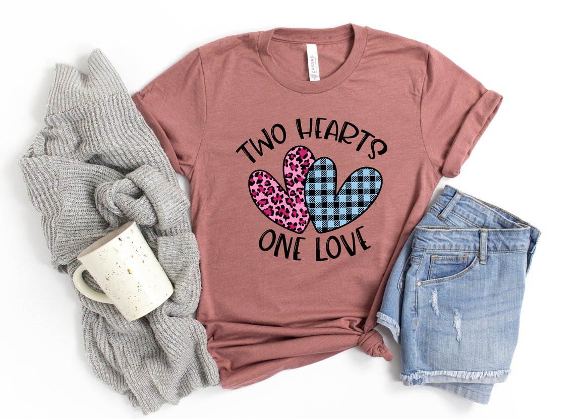Two hearts one Love Shirt, Buffalo Plaid Valentines Day Shirts