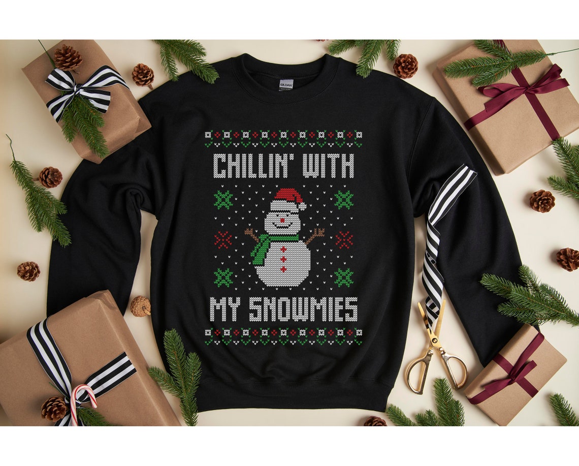 Ugly Christmas Sweater, Unisex Chillin With My Snowmies