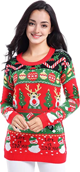 Ugly Christmas Sweater for Women Merry Reindeer
