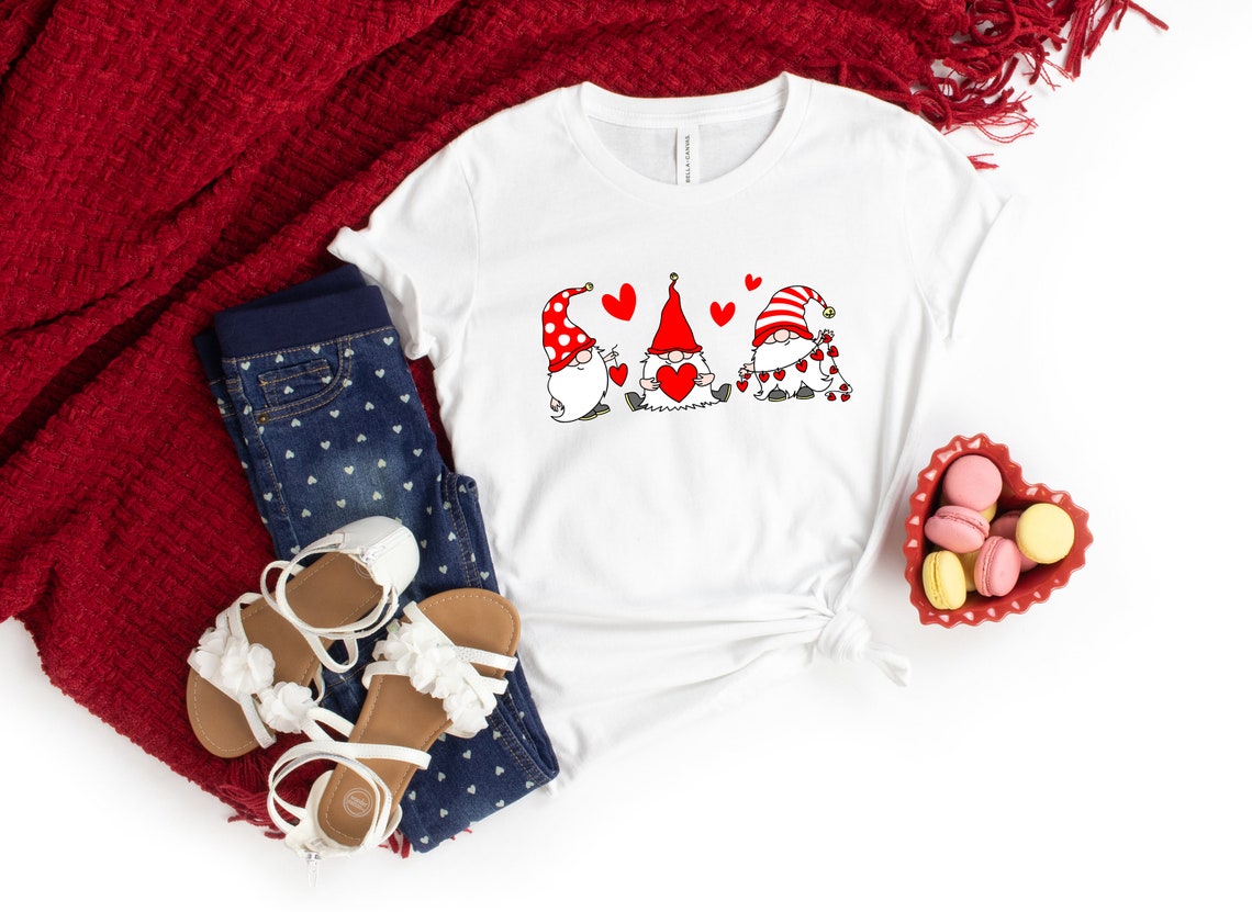 Valentine Gnomes Hearts Shirt, Scandinavian Gnome Shirt