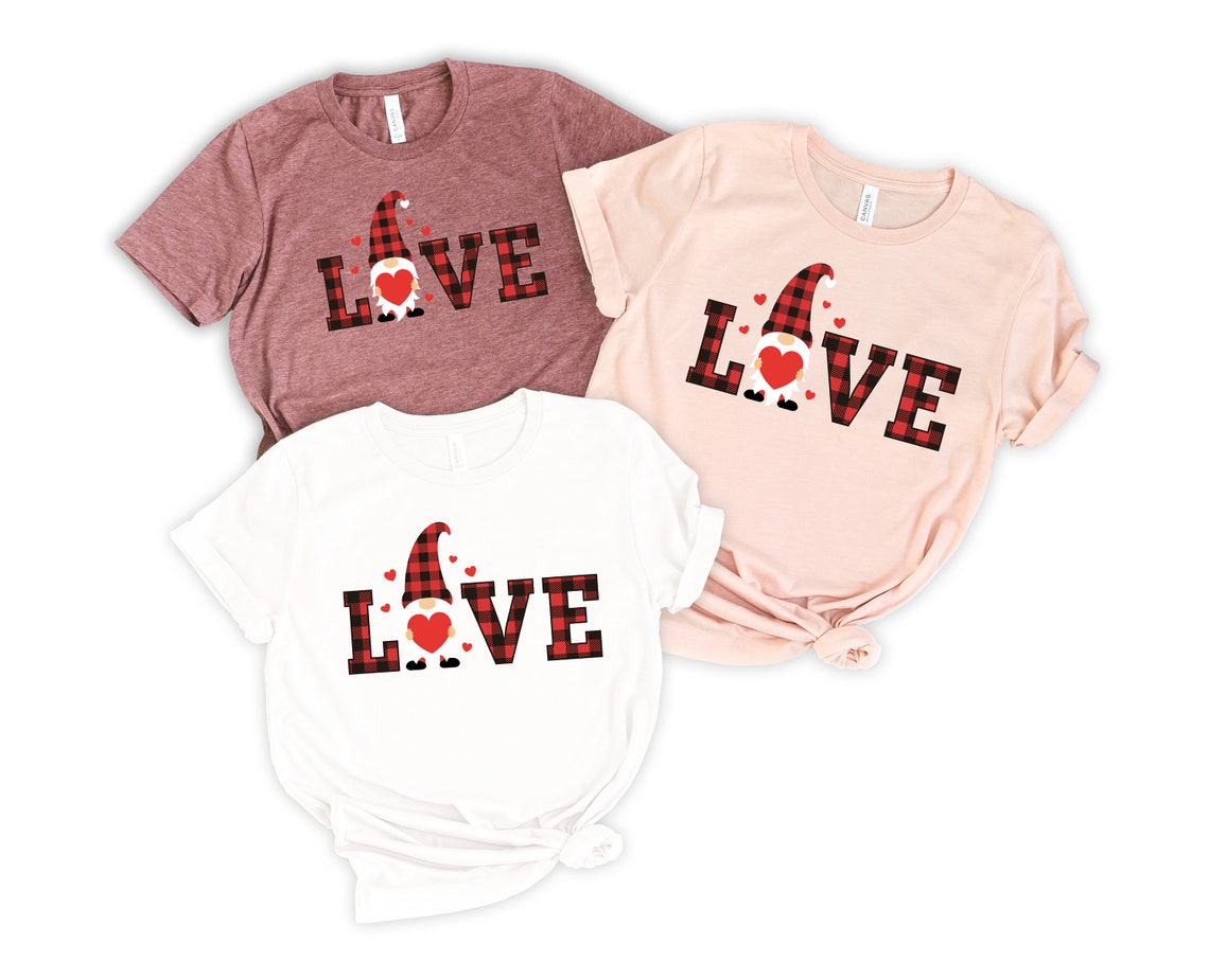 Valentine Plaid Gnomes with Love Shirt