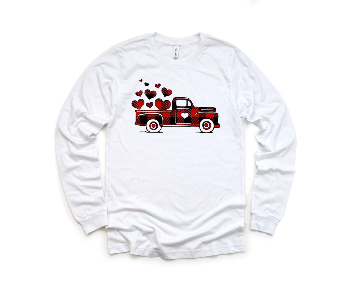 Valentines Buffalo Plaid Truck Shirt Heart