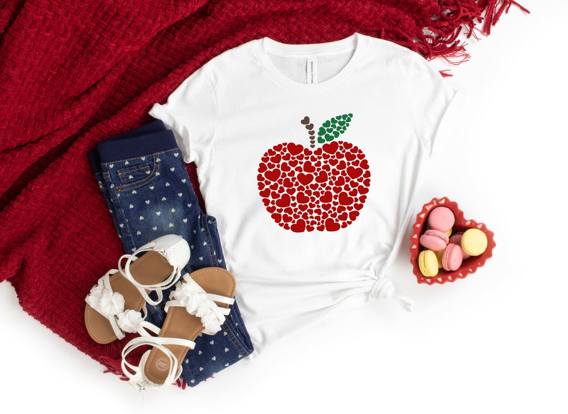 Valentine's Day Shirt, Apple Hearts Shirt, Teacher Valentine's Day Shirt