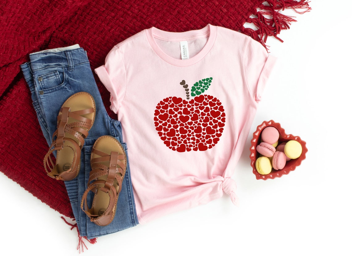 Valentine's Day Shirt, Apple Hearts Shirt, Teacher Valentine's Day Shirt