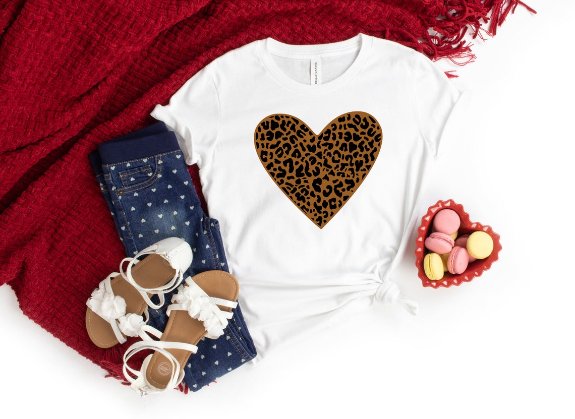 Valentines Day Shirt, Leopard heart Shirt