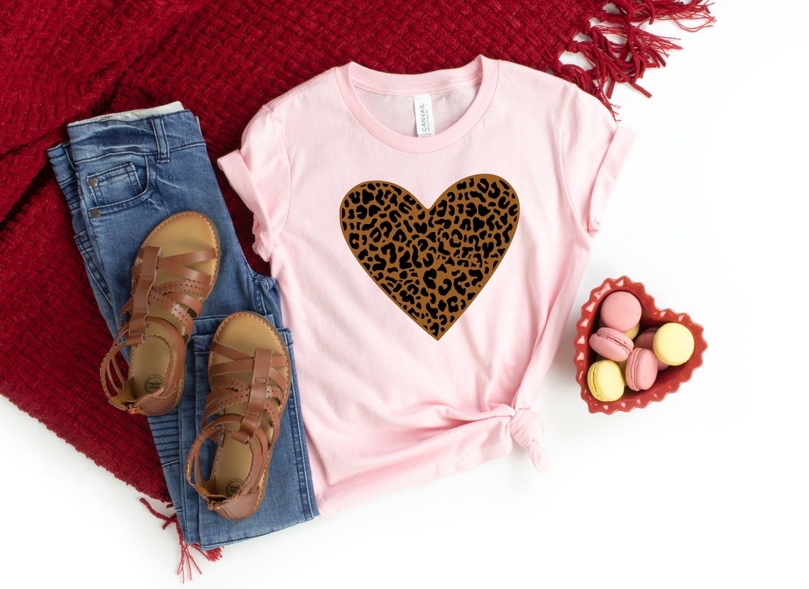 Valentines Day Shirt, Leopard heart Shirt