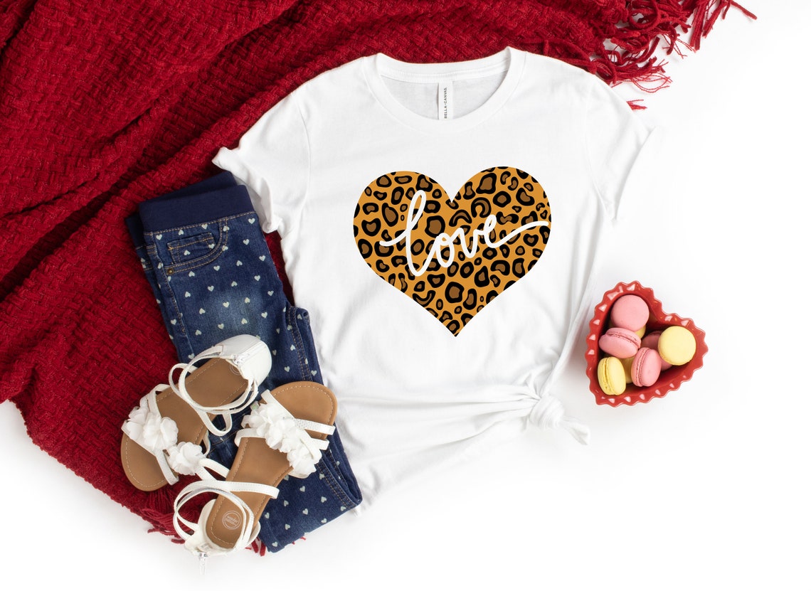 Valentines Day Shirt, Leopard heart Shirt, Valentines Day