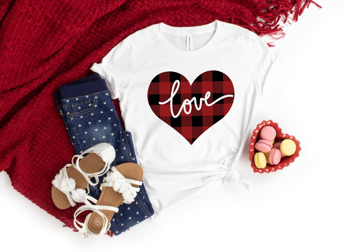 Valentines Day Shirt, Plaid Heart Shirt Love
