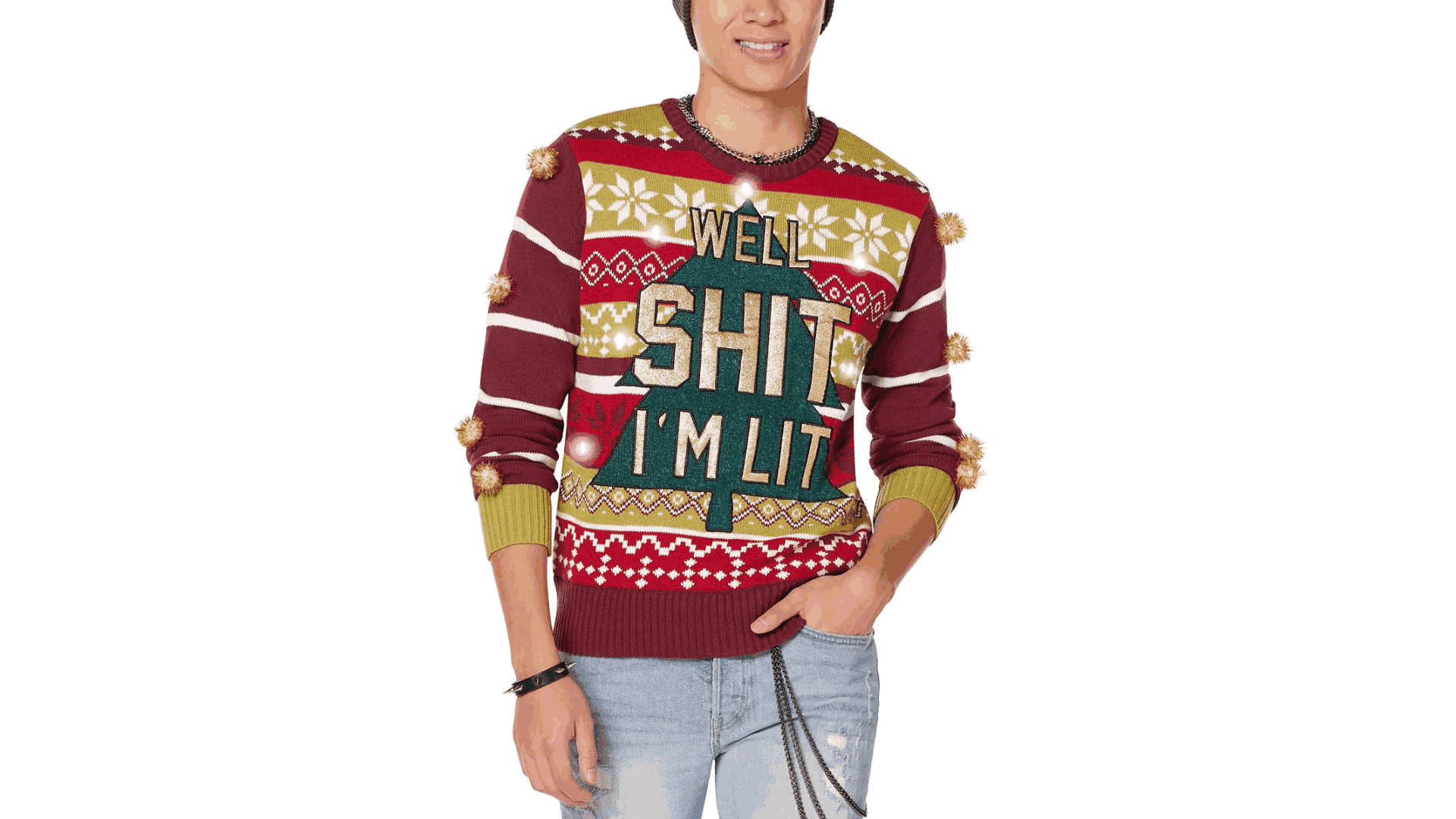Well Shit I'm Lit Ugly Christmas Sweater