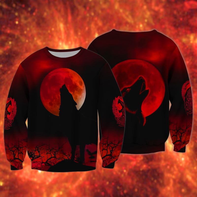 Wolf Beautiful Red Moon Gifts For Wolf Lover