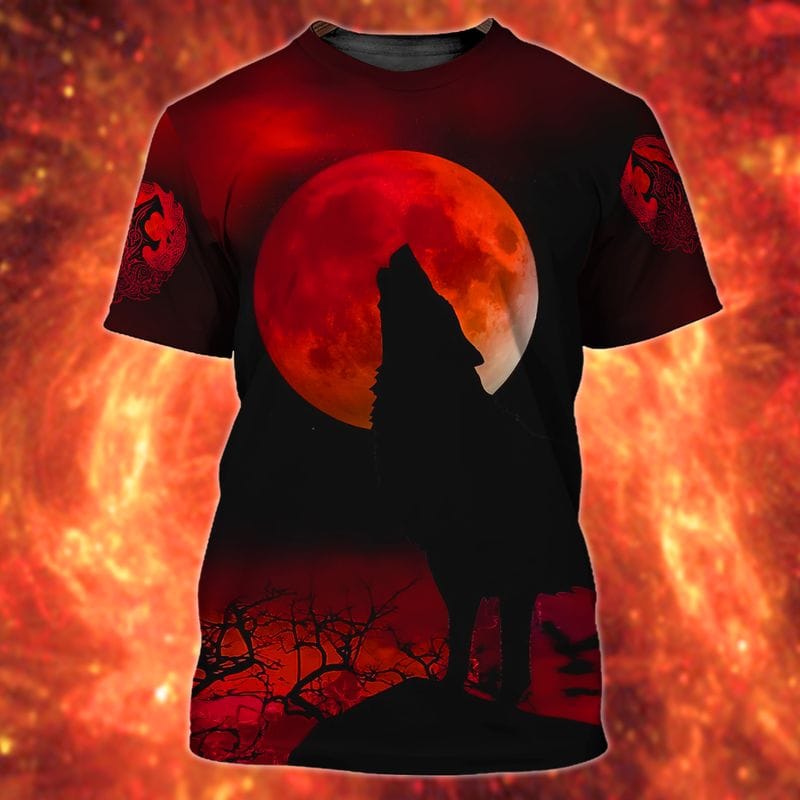 Wolf Beautiful Red Moon Gifts For Wolf Lover
