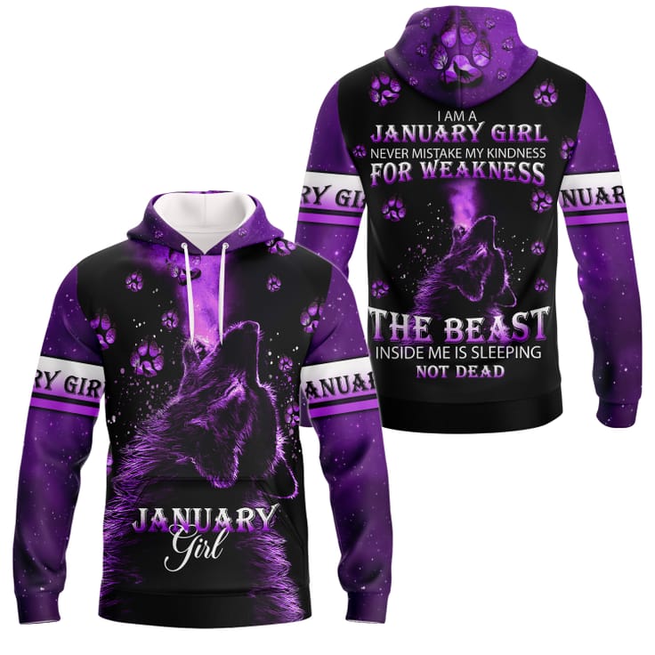 Wolf Paws January Girl Purple Beautiful Gifts For Wolf Lover