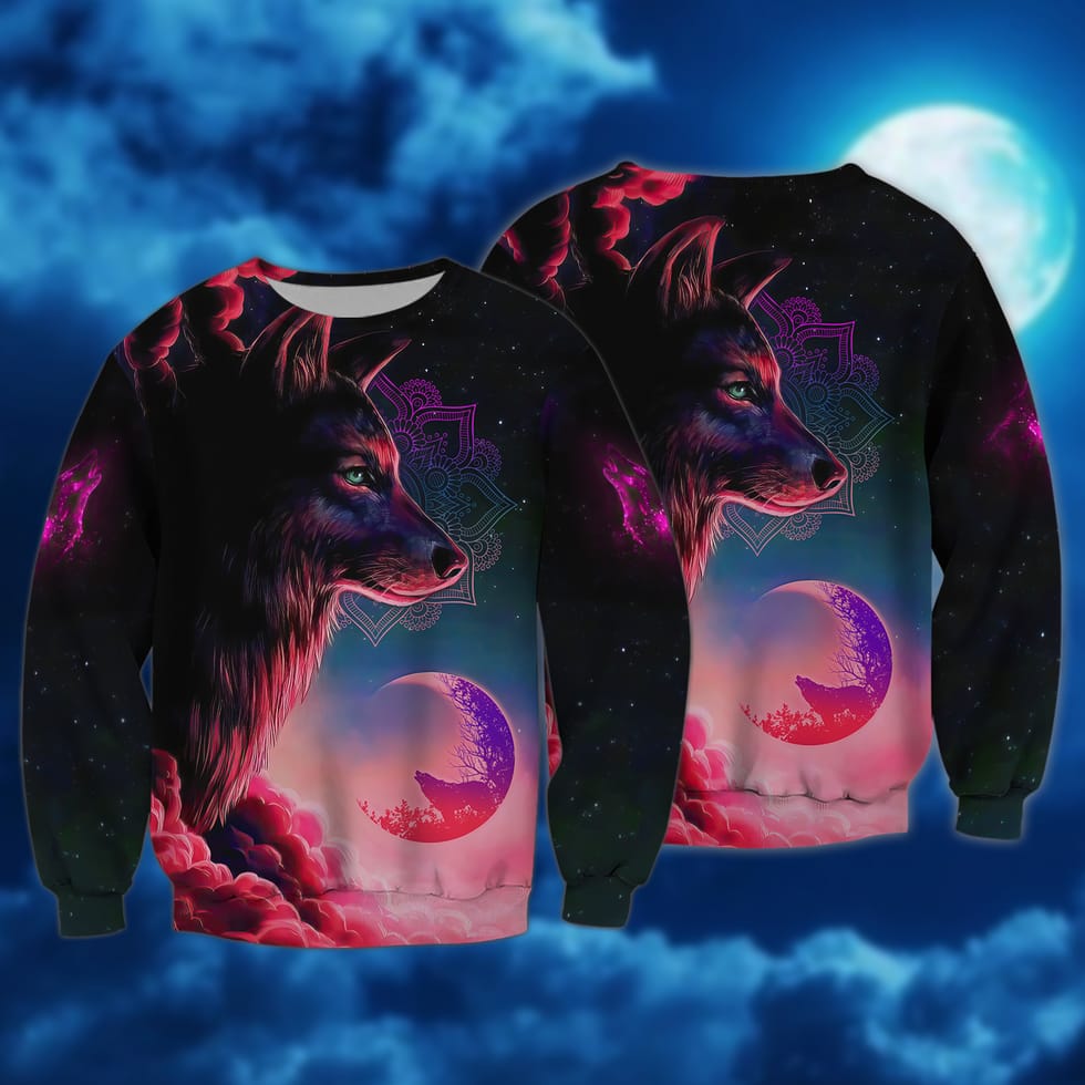 Wolf Purple Beautiful Moon Gifts For Wolf Lover