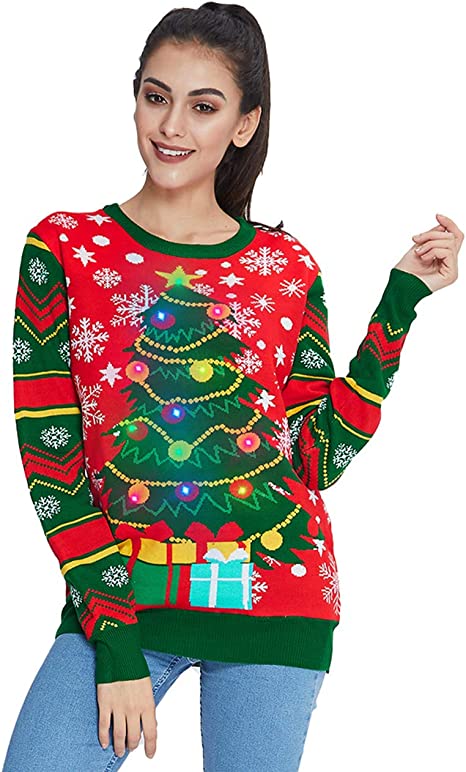 Women Men LED Ugly Christmas Sweaters Couple
