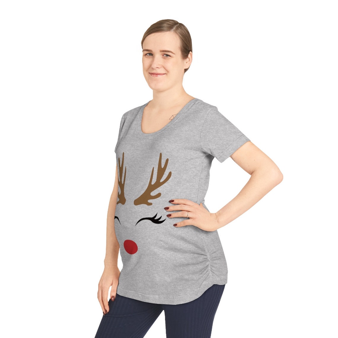 Women's Maternity Tee Christmas reindeer