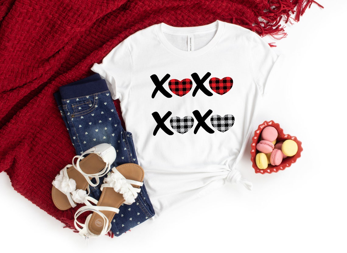 XOXO Buffalo Plaid Valentines Day Shirts