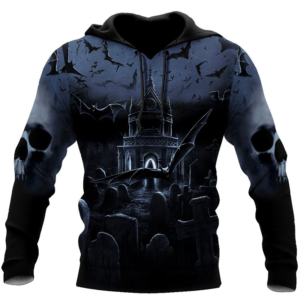 Bat Terrifying Scrary Night Cemetery 3D Hoodie, T-Shirt, Zip Hoodie, Sweatshirt For Men and Women