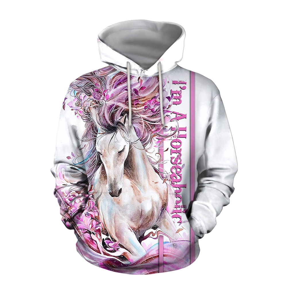 Beautiful Love Horse I'm A Horseaholic 3D Hoodie, T-Shirt, Zip Hoodie, Sweatshirt For Men and Women
