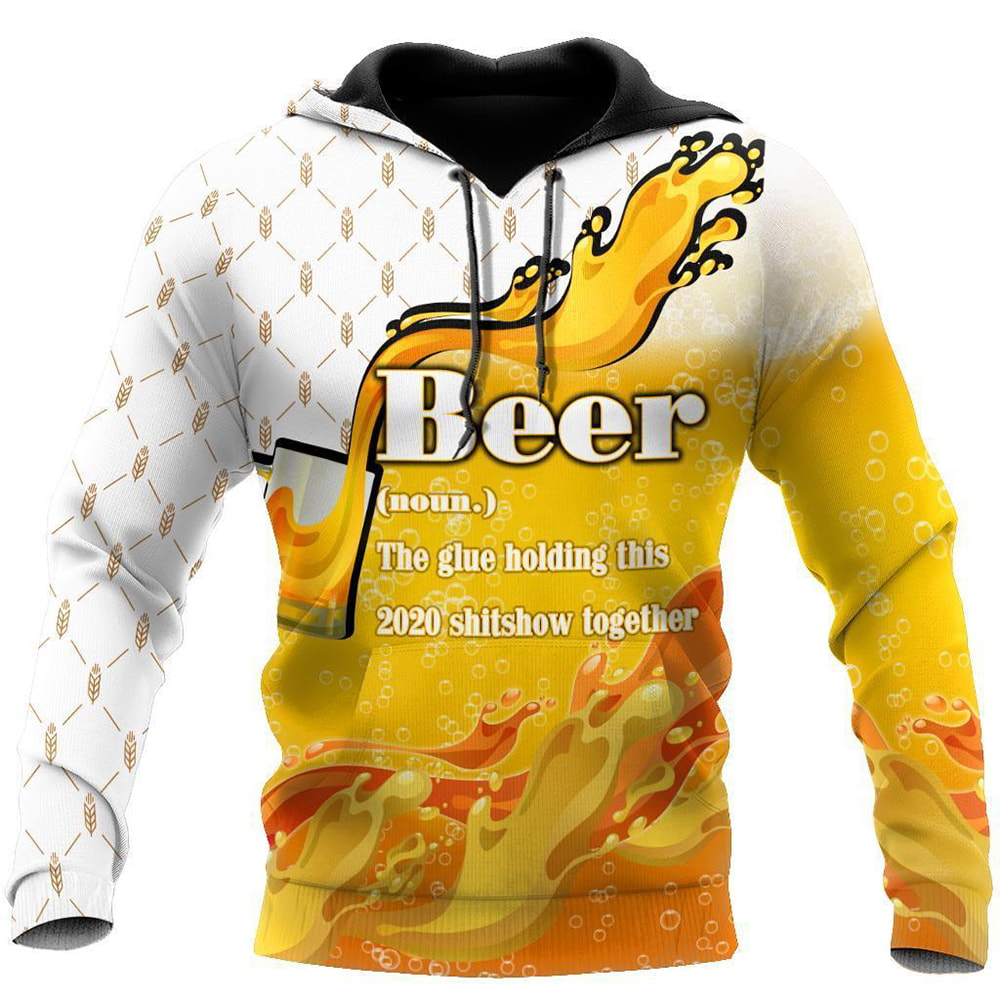 Amazing Beer The Glue Holding This 2020 Shitshow Together 3D Hoodie, T-Shirt, Zip Hoodie, Sweatshirt For Men and Women