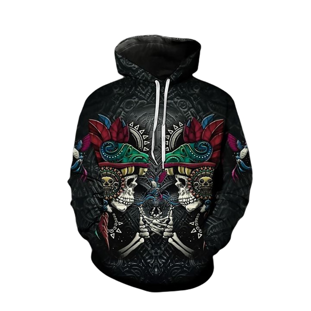 Amazing Skull Aztec Pattern Warrior 3D Hoodie, T-Shirt, Zip Hoodie, Sweatshirt For Men and Women