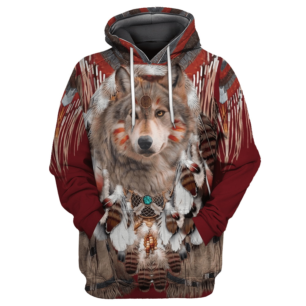 Amazing Wolf Native American 3D Hoodie, T-Shirt, Zip Hoodie, Sweatshirt For Men and Women