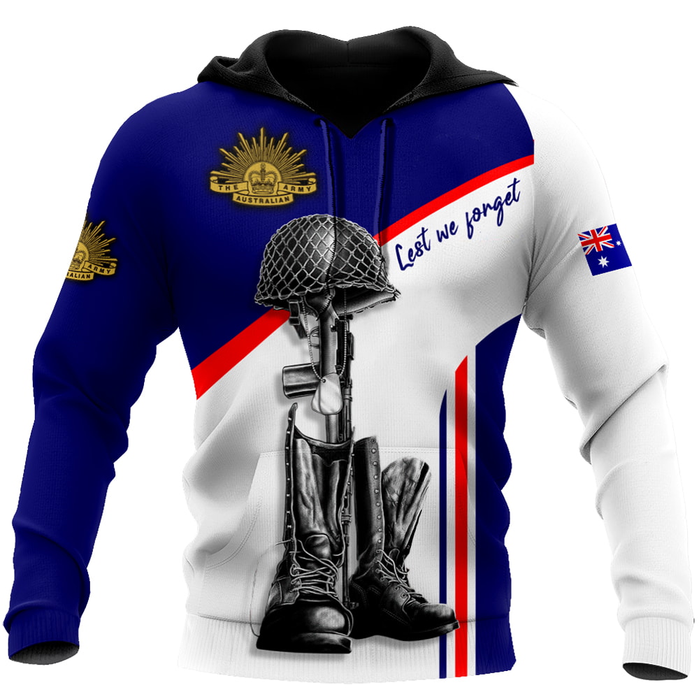 Anzac Day Army Lest We Forget 3D Hoodie, T-Shirt, Zip Hoodie, Sweatshirt For Men and Women