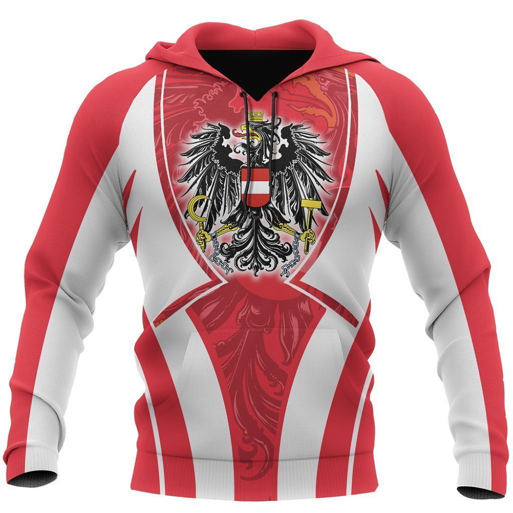 Austria In My Heart Energy Style Red 3D Hoodie, T-Shirt, Zip Hoodie, Sweatshirt For Men and Women