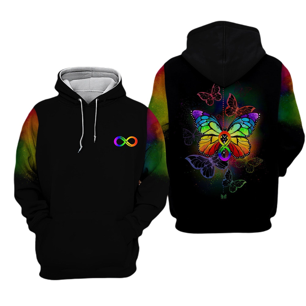 Autism Awareness Rainbow Infinity Butterfly 3D Hoodie, T-Shirt, Zip Hoodie, Sweatshirt For Men and Women