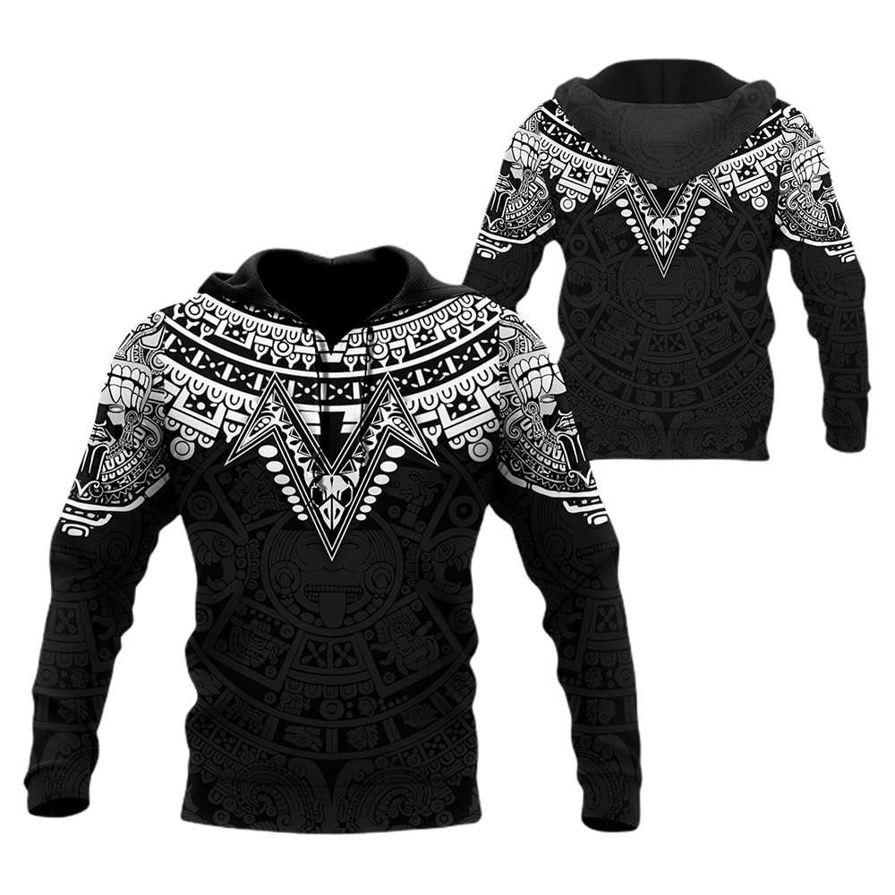 Aztec Mexico Black Pattern 3D Hoodie, T-Shirt, Zip Hoodie, Sweatshirt For Men and Women