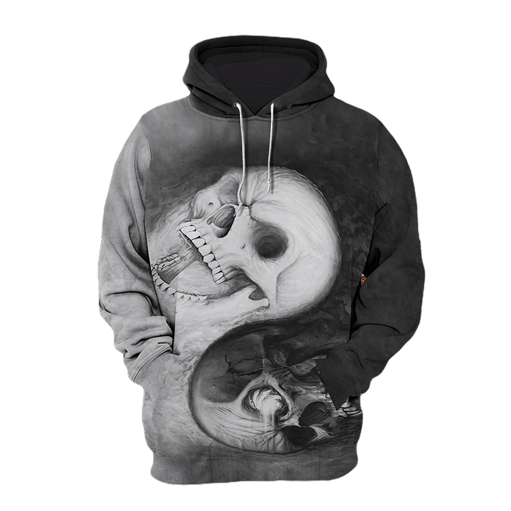 Black & White Skull Yinyang 3D Hoodie, T-Shirt, Zip Hoodie, Sweatshirt For Men And Women