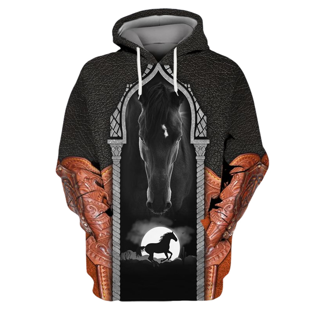 Black Horse Moon 3D Hoodie, T-Shirt, Zip Hoodie, Sweatshirt For Men And Women