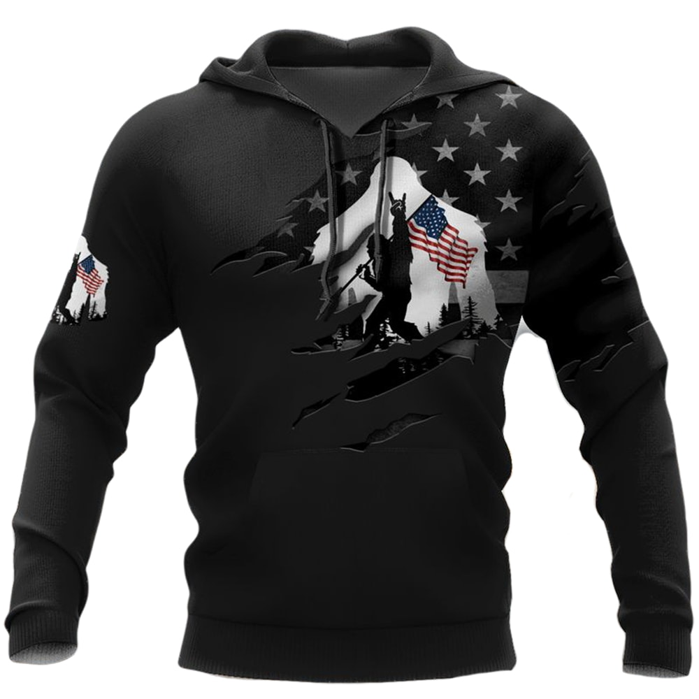 Bigfoot USA Flag 3D T-Shirt, Hoodie, Zip Hoodie, Sweatshirt For Mens And Womans