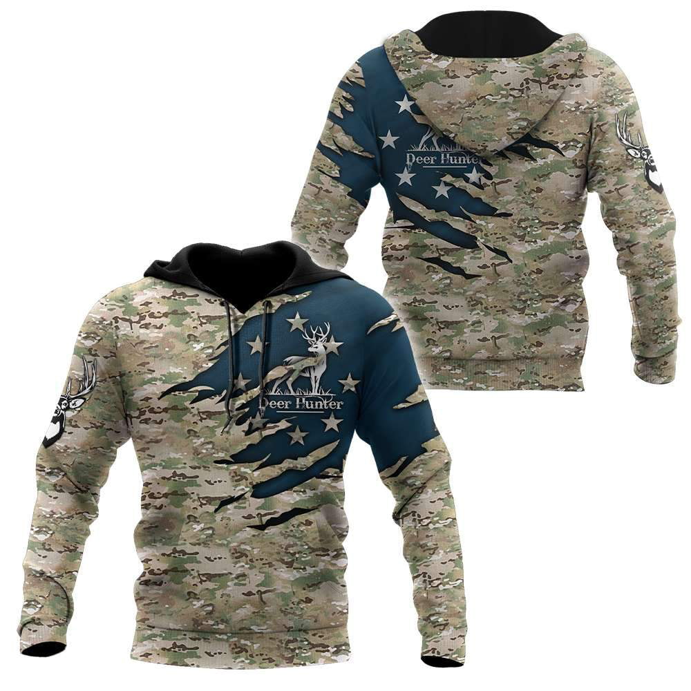 Camo Deer Hunter 3D T-Shirt, Hoodie, Zip Hoodie, Sweatshirt For Mens And Womans
