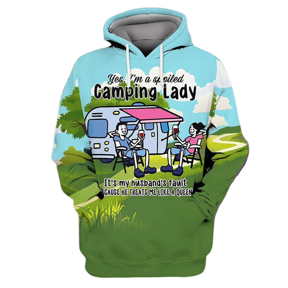 Couple Yes I Am A Spoiled Camping Lady Husband's Fault 3D Hoodie, T-Shirt, Zip Hoodie, Sweatshirt For Men And Women