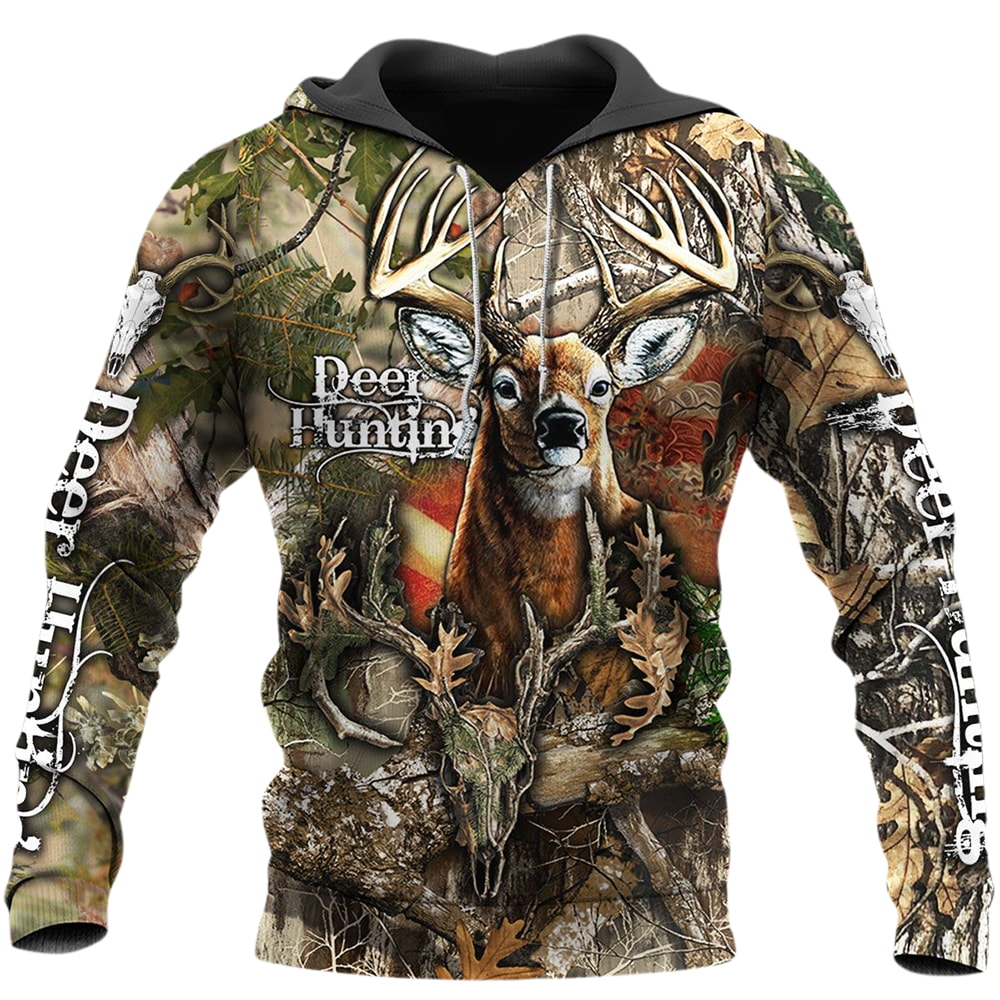 Deer Hunting Deer Skull 3D T-Shirt, Hoodie, Zip Hoodie, Sweatshirt For Mens And Womans