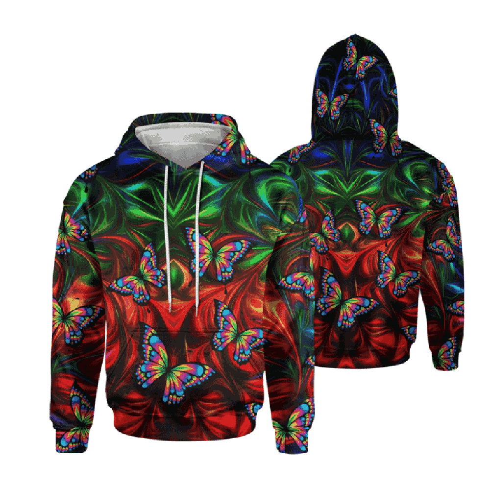 Colorful Butterfly 3D Hoodie, T-Shirt, Zip Hoodie, Sweatshirt For Men And Women