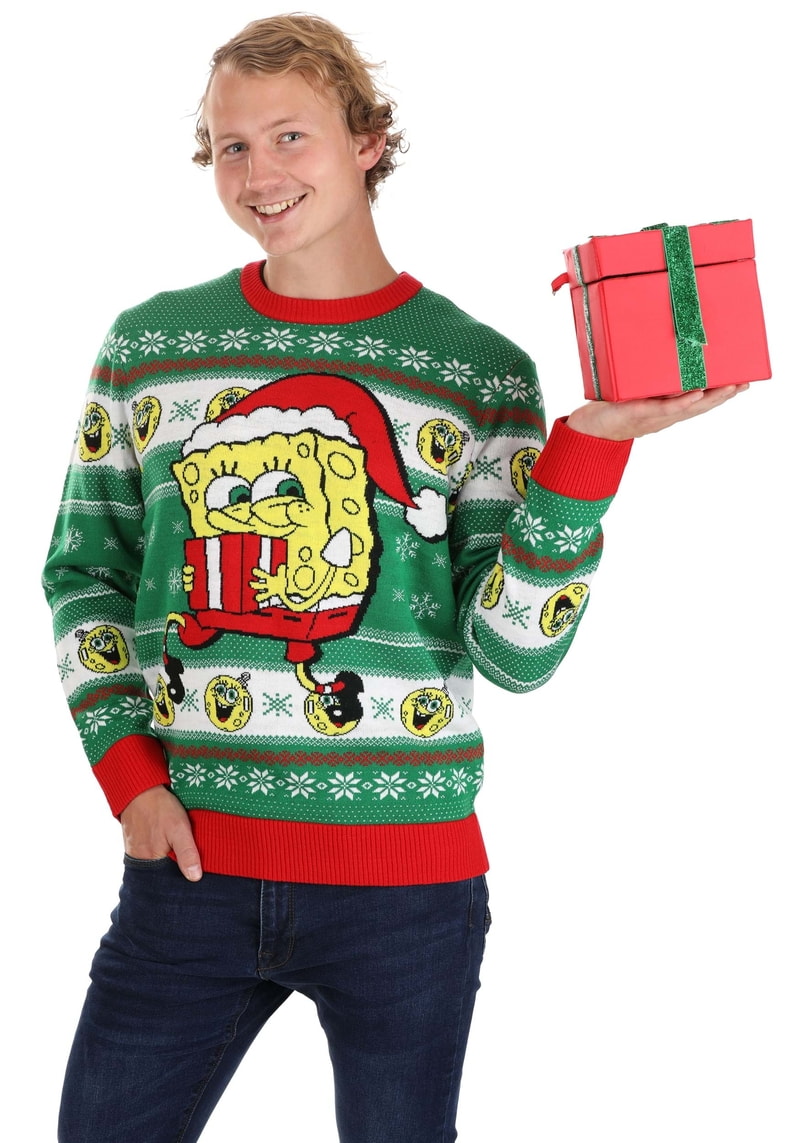 Spongebob Present Green Ugly Christmas Sweater