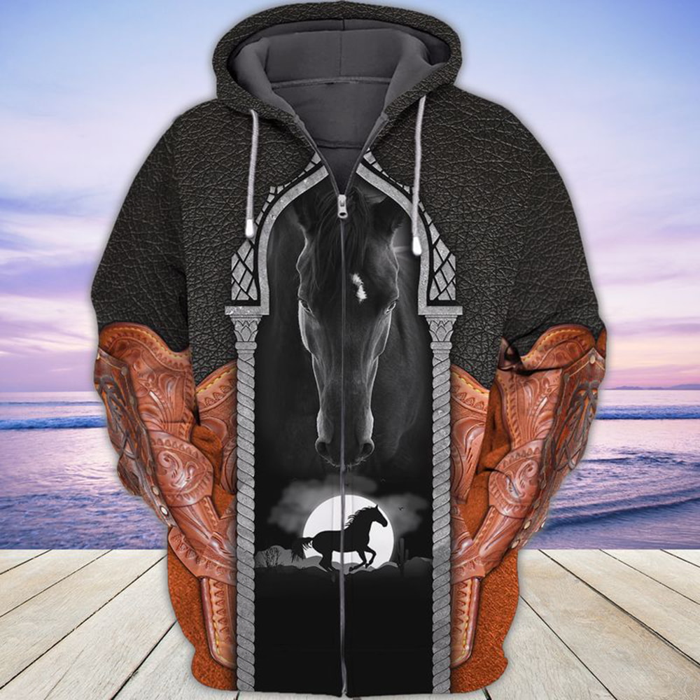 Black Horse Moon 3D Hoodie, T-Shirt, Zip Hoodie, Sweatshirt For Men And Women