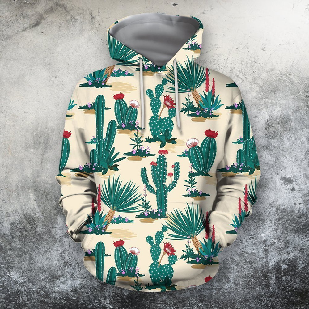 Cactus Green Doodle 3D Hoodie, T-Shirt, Zip Hoodie, Sweatshirt For Men and Women