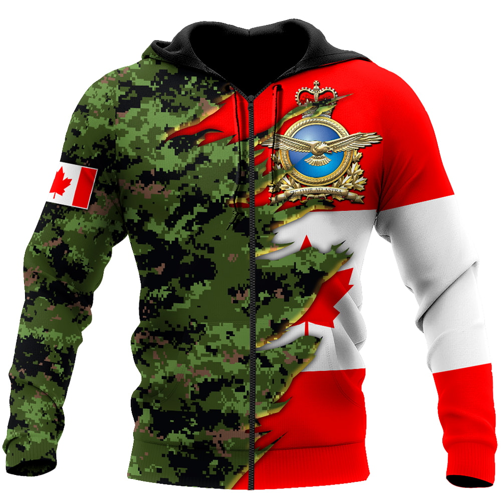 Canadian Flag Air Force Veteran Camo 3D Hoodie, T-Shirt, Zip Hoodie, Sweatshirt For Men and Women