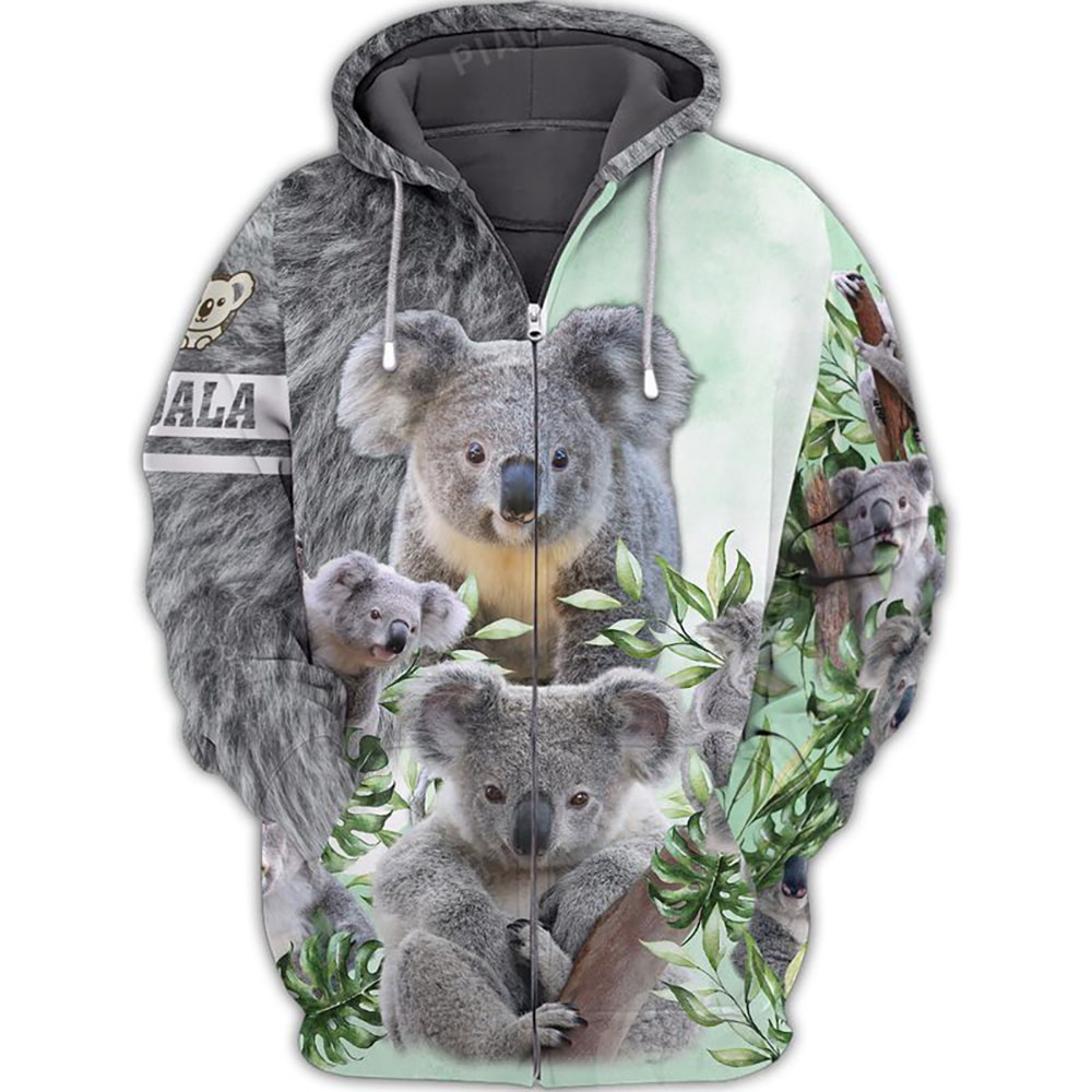 Cute Lovely KOALAS CLIMBING 3D Hoodie, T-Shirt, Zip Hoodie, Sweatshirt For Men and Women