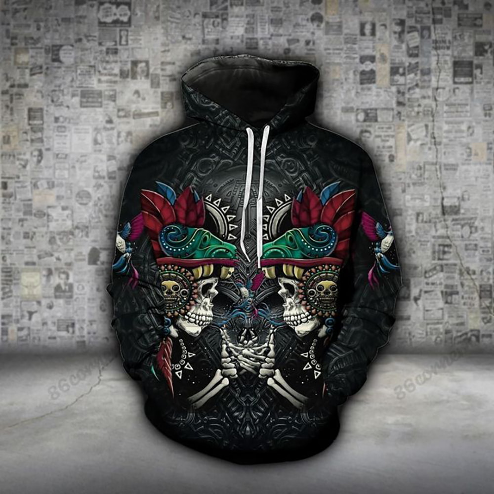 Amazing Skull Aztec Pattern Warrior 3D Hoodie, T-Shirt, Zip Hoodie, Sweatshirt For Men and Women