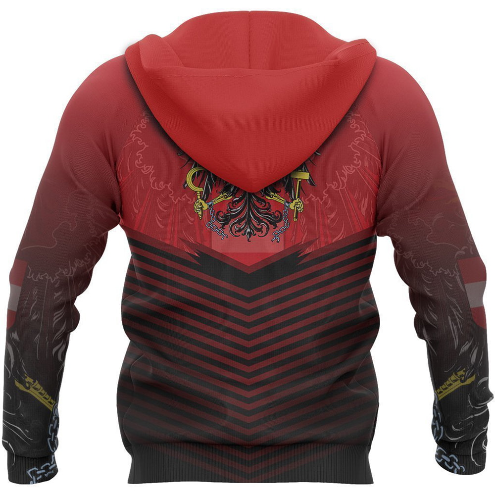 Austria Flag Energy Style Red 3D Hoodie, T-Shirt, Zip Hoodie, Sweatshirt For Men and Women