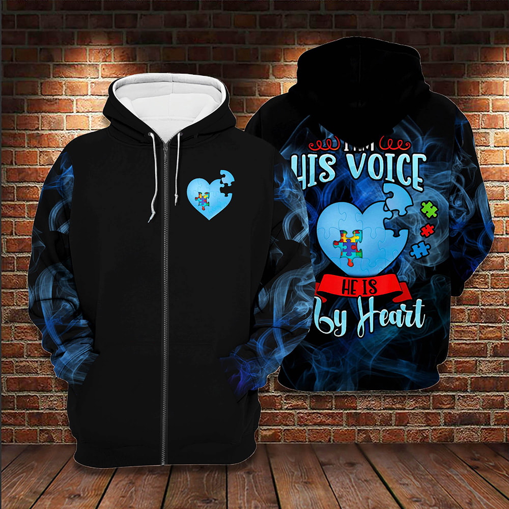 Autism I Am His Voice He Is My Heart Blue Smoke 3D Hoodie, T-Shirt, Zip Hoodie, Sweatshirt For Men and Women